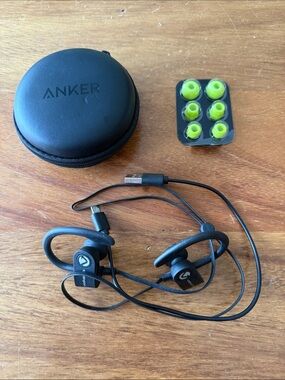 VOLKANO Black Wireless Earbuds with Ear Hooks and Inline Cable